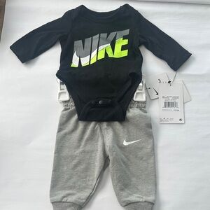 Nike Infant Set Black and Gray with Neon Accents